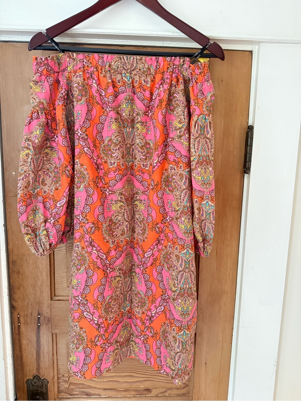 Vince Camuto Orange Dress with Pink Paisley Trim